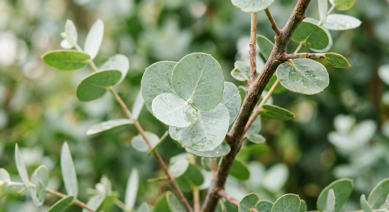 Close view of eucalyptus leaves